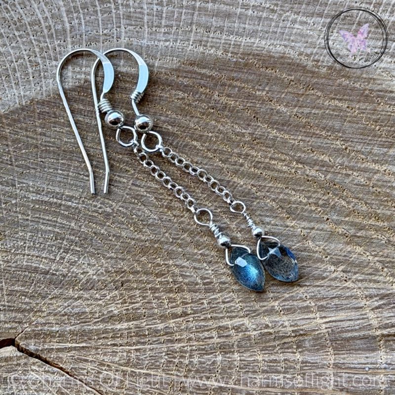 Labradorite Dangle Earrings with Sterling Silver